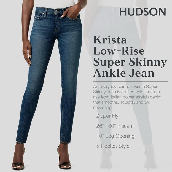 HUDSON Women's Krista Super Skinny Krista Low-Rise Distressed Ankle Jean 32 - Picture 9 of 12